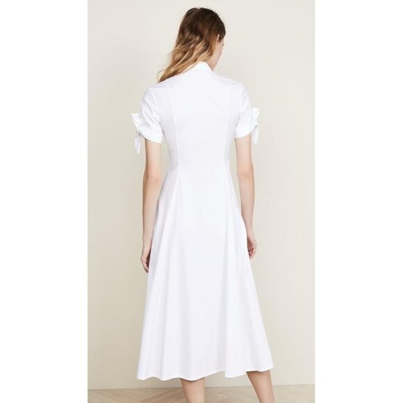 THEORY Black Stretch Cotton Poplin Tie Sleeve A-Line Midi Shirt Dress, Size M - Picture 15 of 16